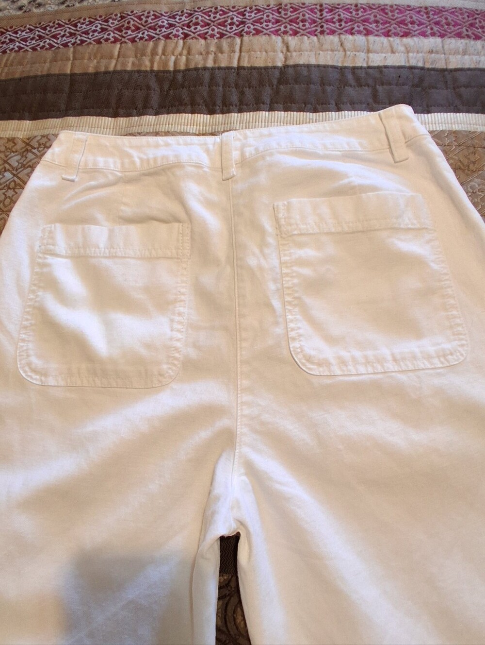 Eileen Fisher White Organic Cotton Blend Pant Classic Tapered High Rise Sz4 - Picture 5 of 16